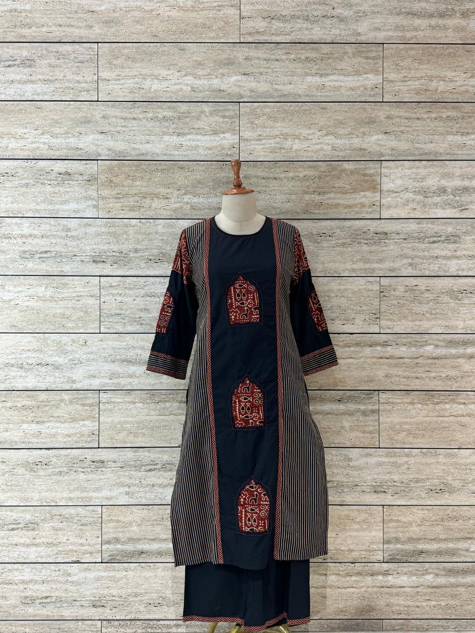Pure Cotton Straight Dupatta Set With Applique Work CS076