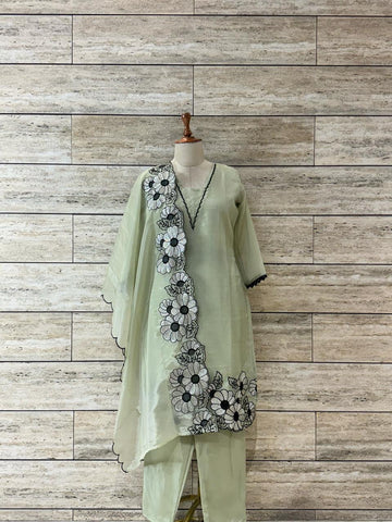 Pure Tissue Organza Dupatta Set With Embroidery Work FW001