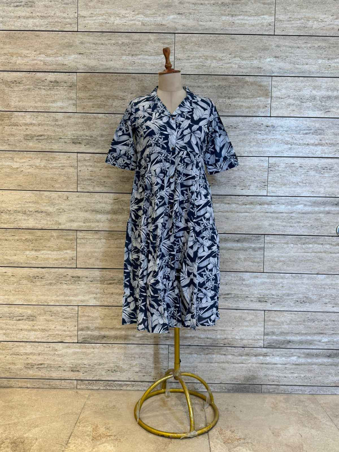 Pure Cotton Floral Print Midi One Price Dress
