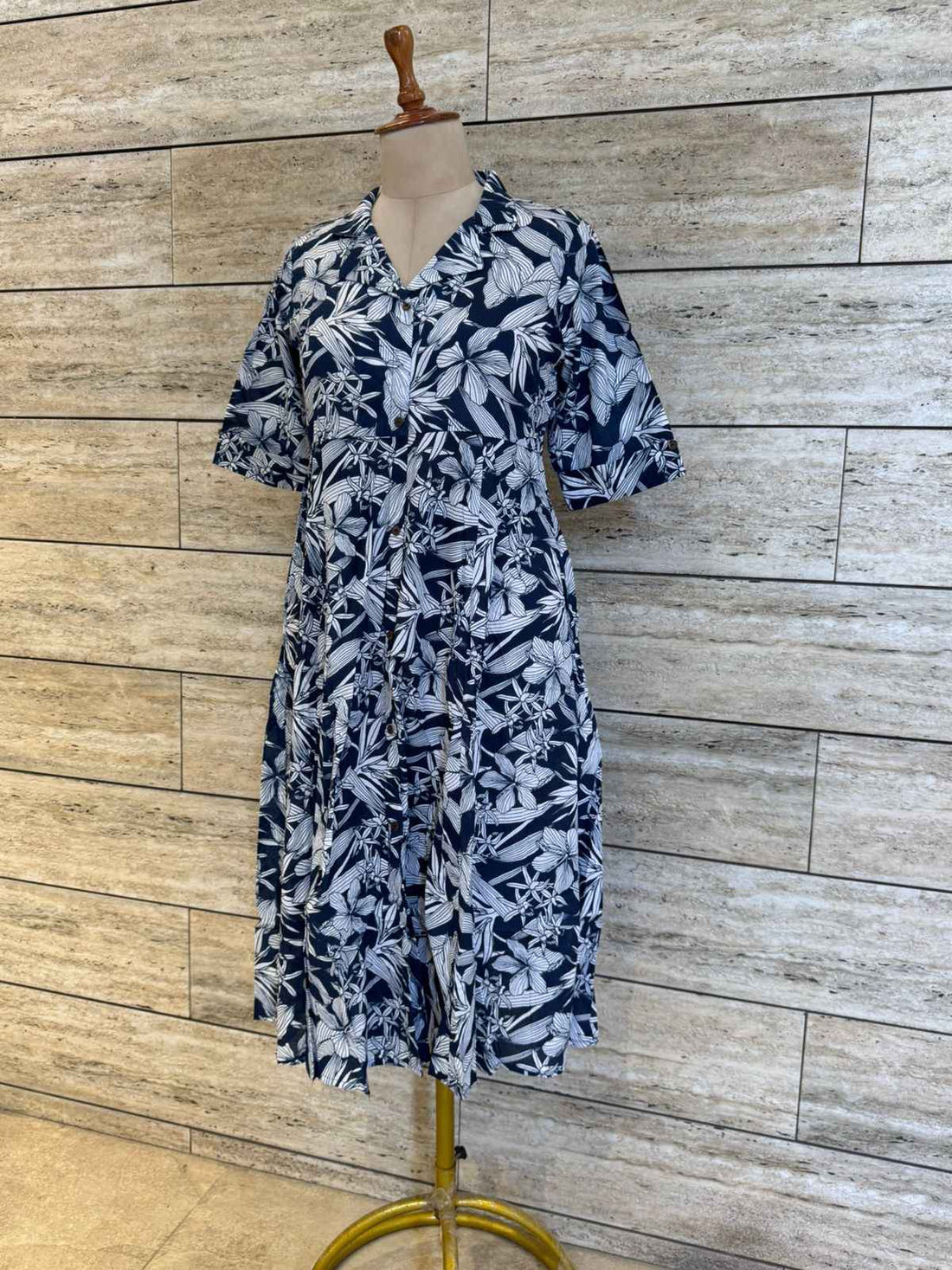 Pure Cotton Floral Print Midi One Price Dress