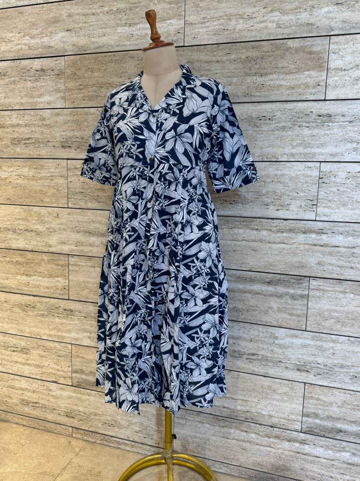 Pure Cotton Floral Print Midi One Price Dress