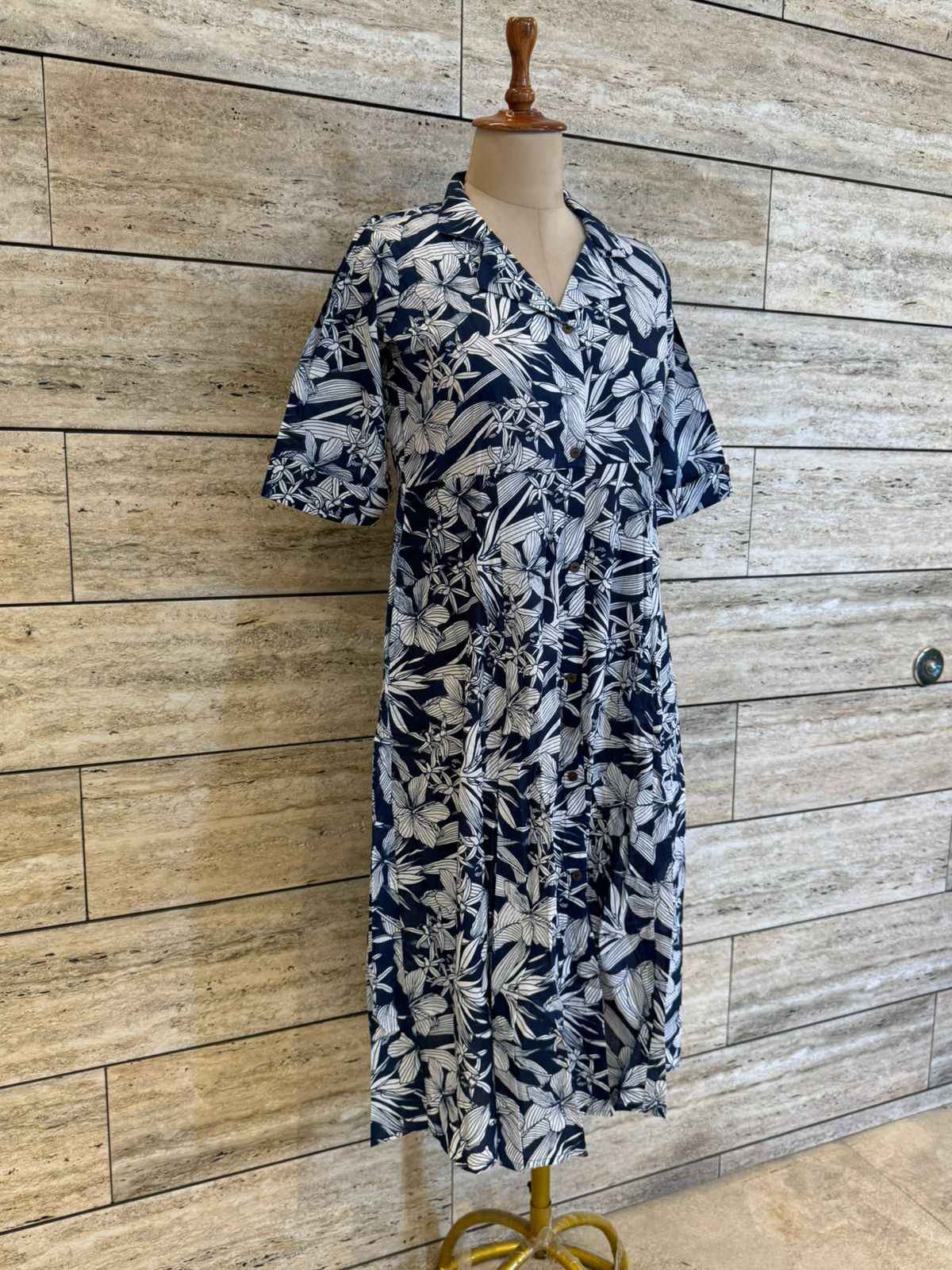 Pure Cotton Floral Print Midi One Price Dress