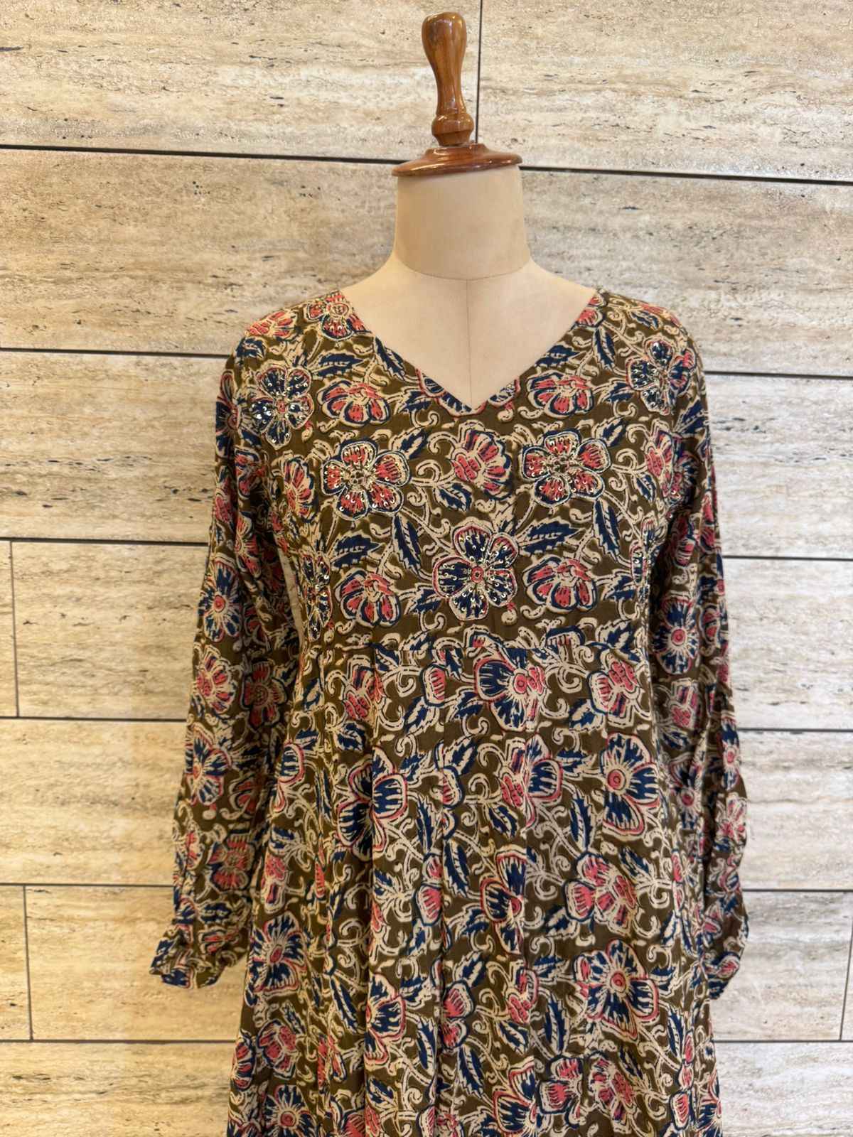 Pure Cotton Ajrakh Print Two Piece Pant Set With Long Sleeve