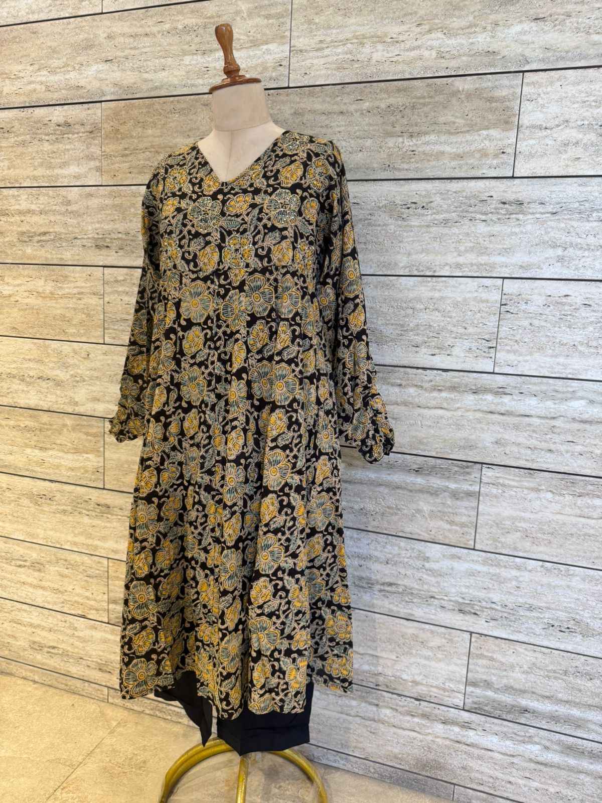Pure Cotton Ajrakh Print Two Piece Pant Set With Long Sleeve