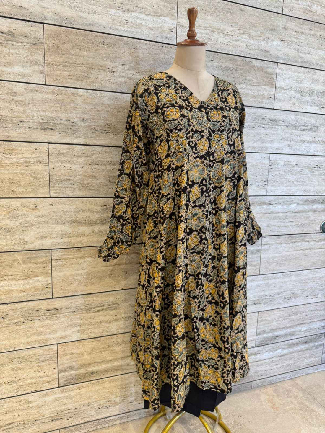 Pure Cotton Ajrakh Print Two Piece Pant Set With Long Sleeve