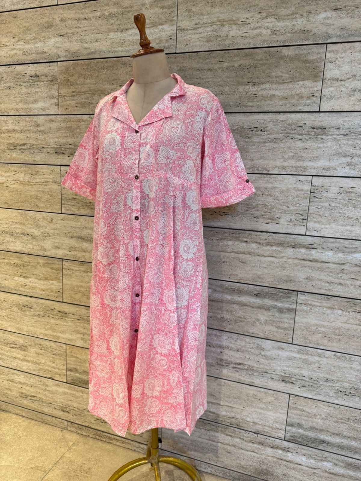 Pure Cotton Floral Print One Piece Dress