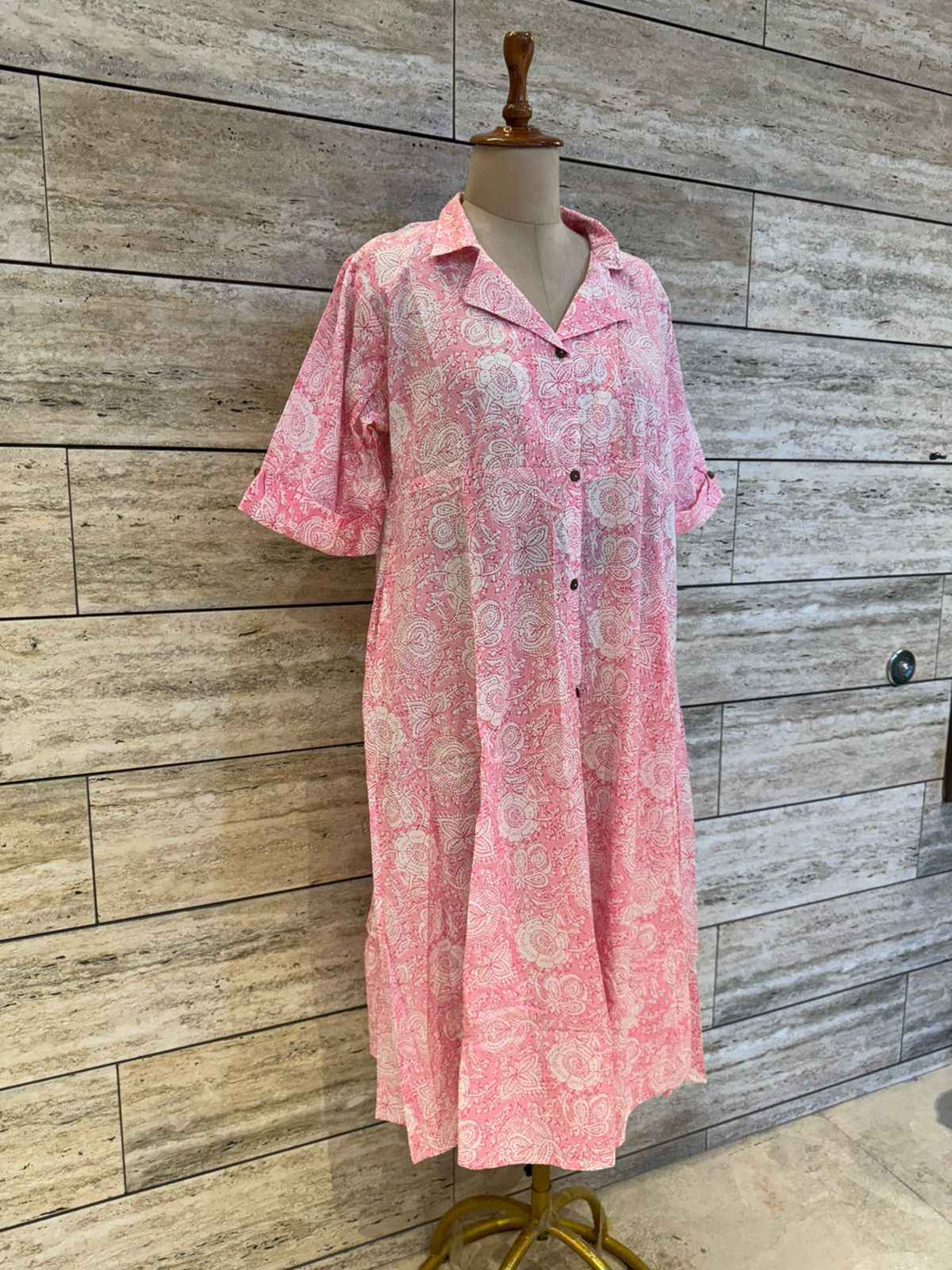 Pure Cotton Floral Print One Piece Dress