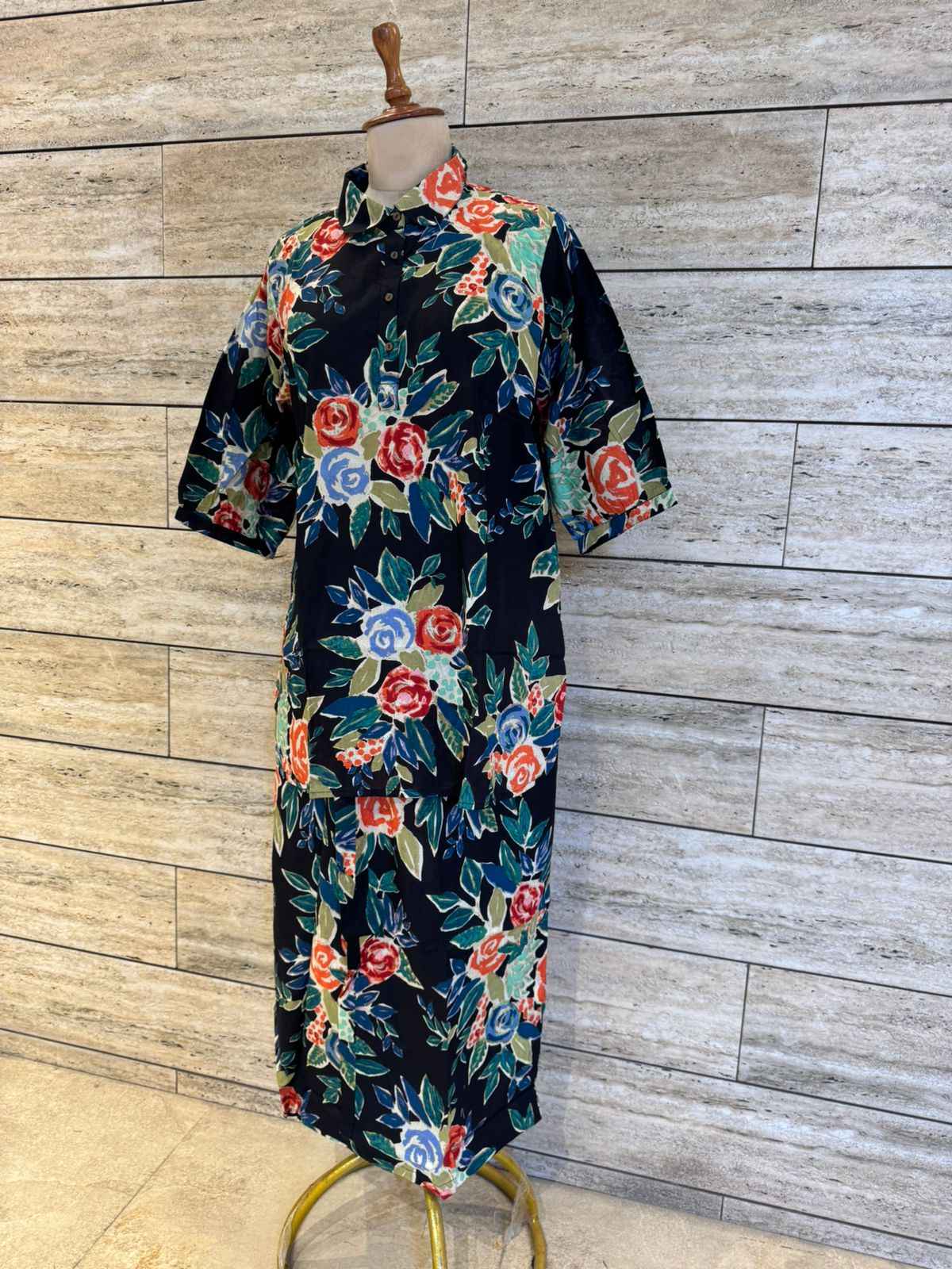 Pure Cotton Floral Print Co Ord Set With Palazzo