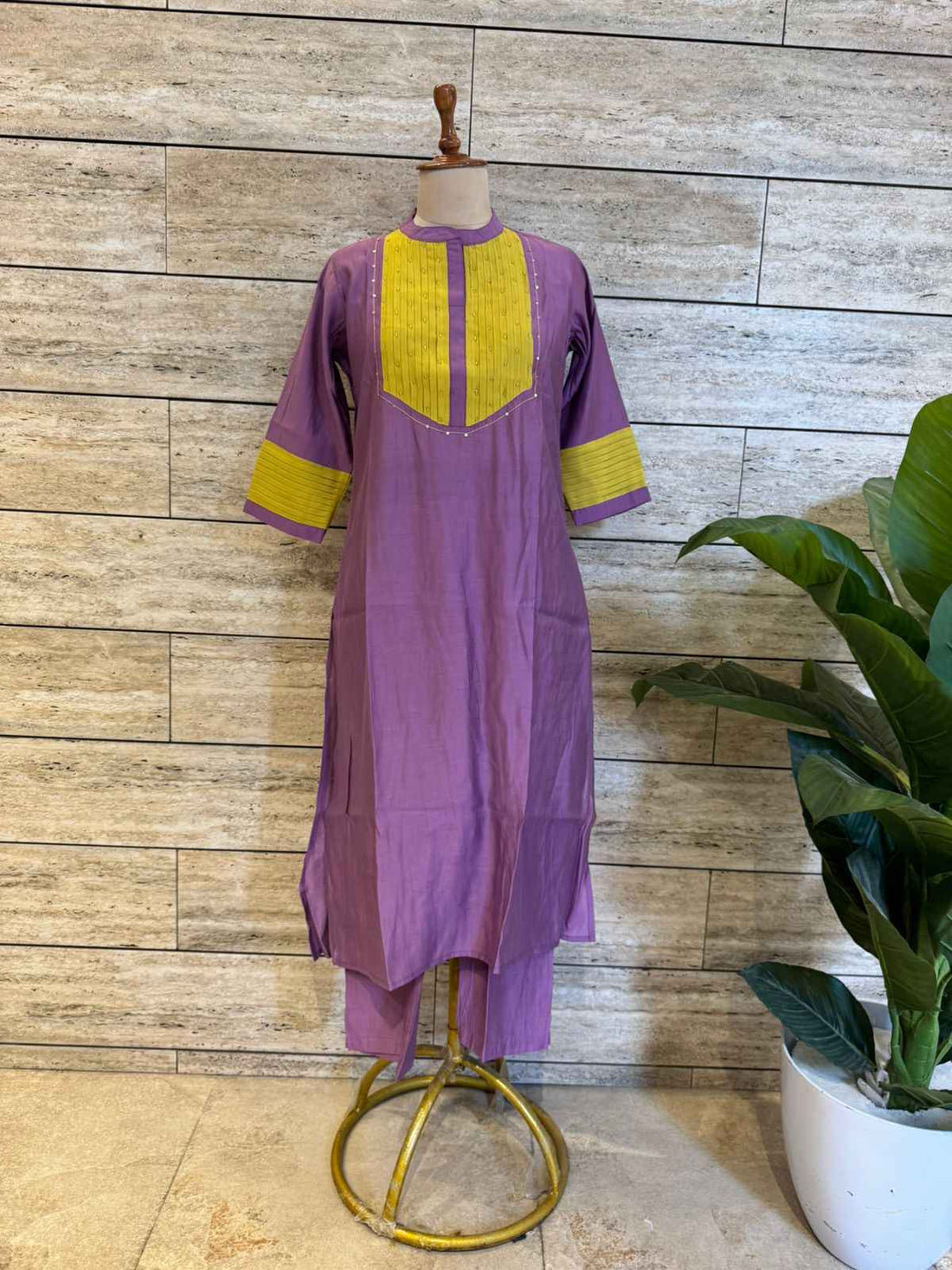 Pure Muslin Two Piece Pant Set With Embroidery