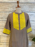 Pure Muslin Two Piece Pant Set With Embroidery