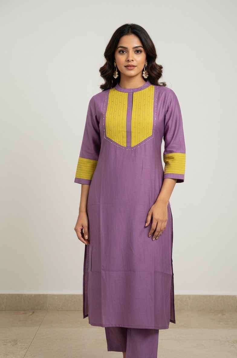 Pure Muslin Two Piece Pant Set With Embroidery