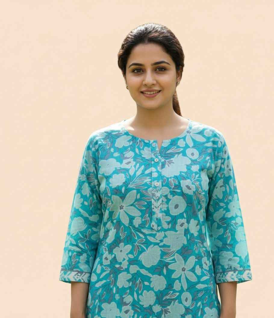 Pure Cotton Floral Print Short Top