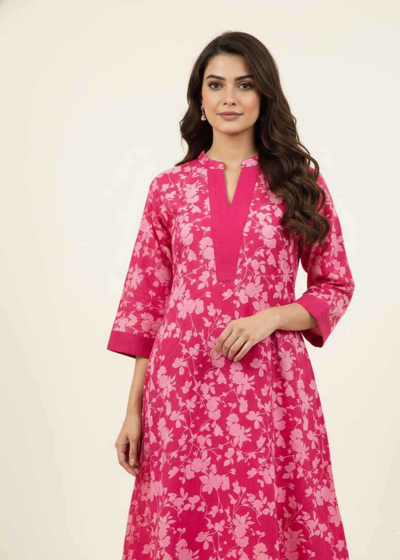 Pure Cotton  Floral Print A Line Two Piece PS066