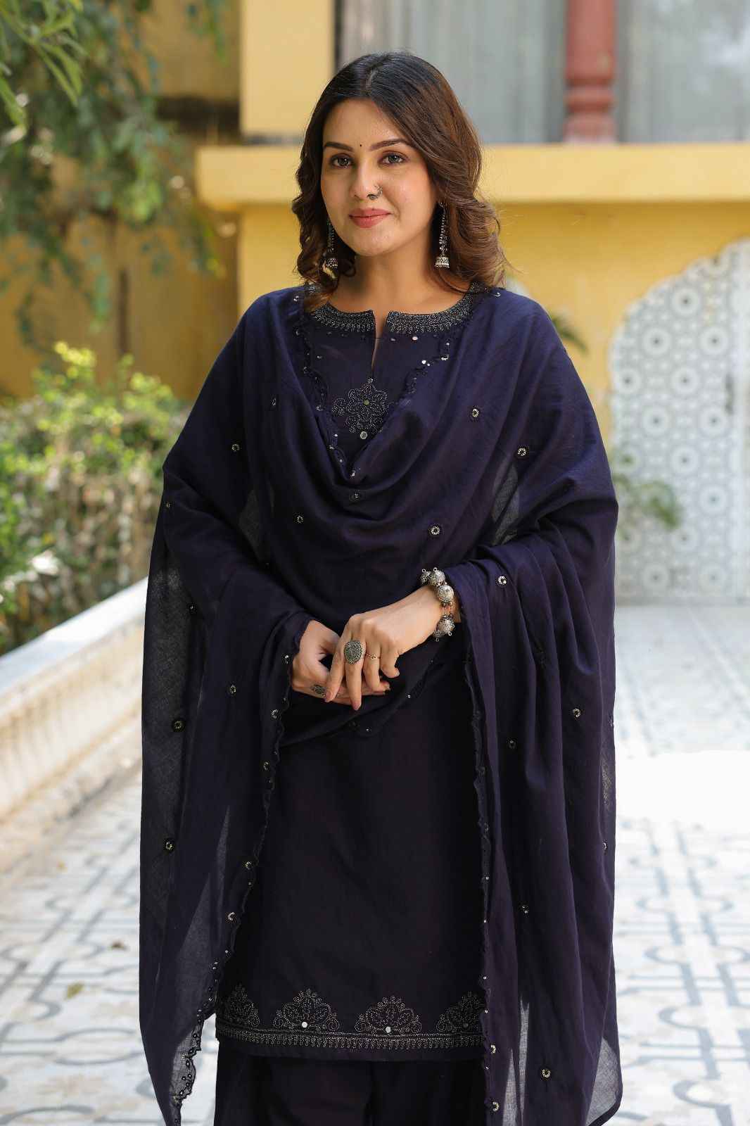 Pure cotton dupatta set with Farsi Salwar