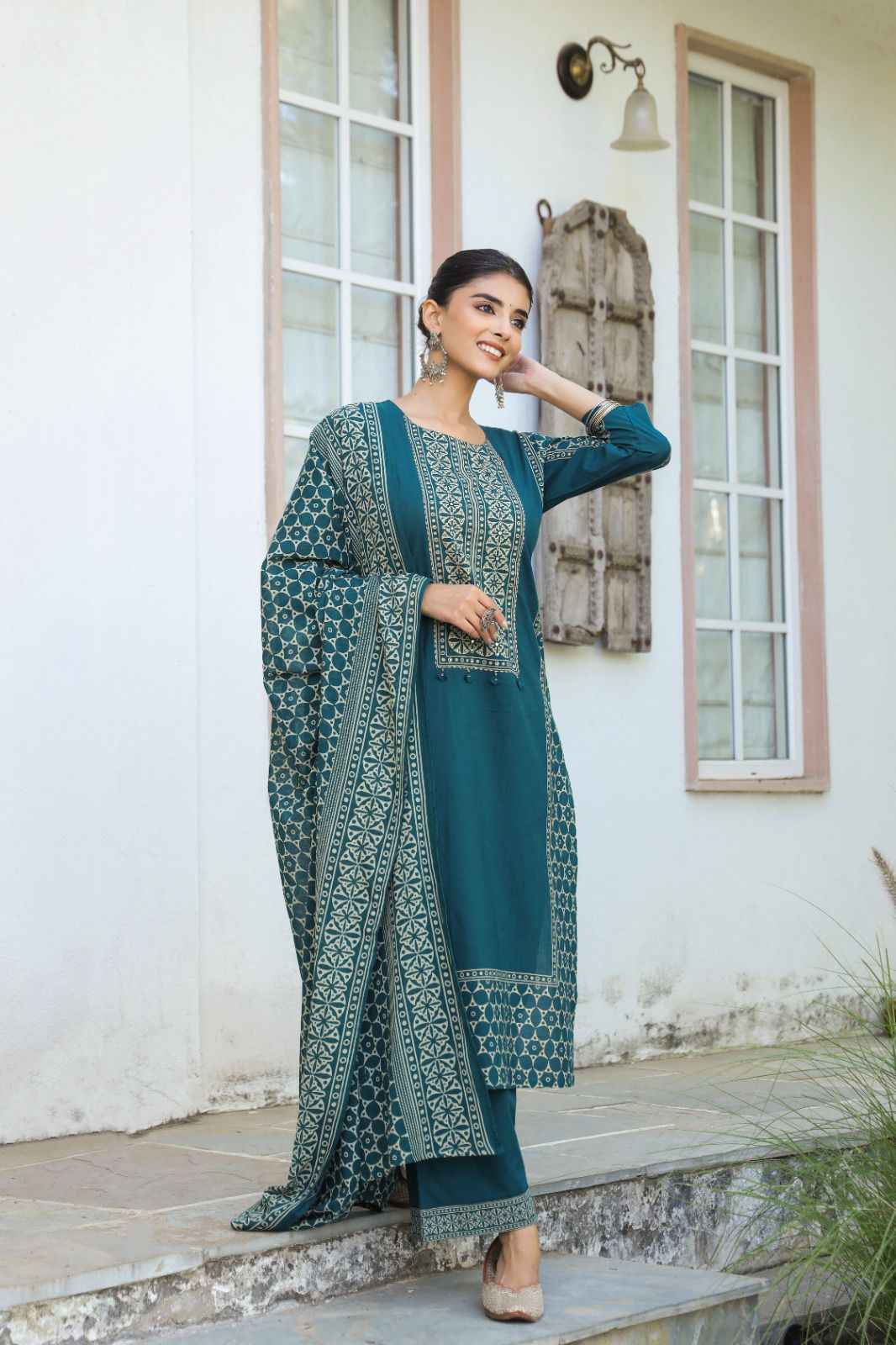 Pure Cotton Three Piece Dupatta Set