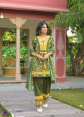 Pure Cotton Three Piece Dupatta Set With Salwar & Lace Work