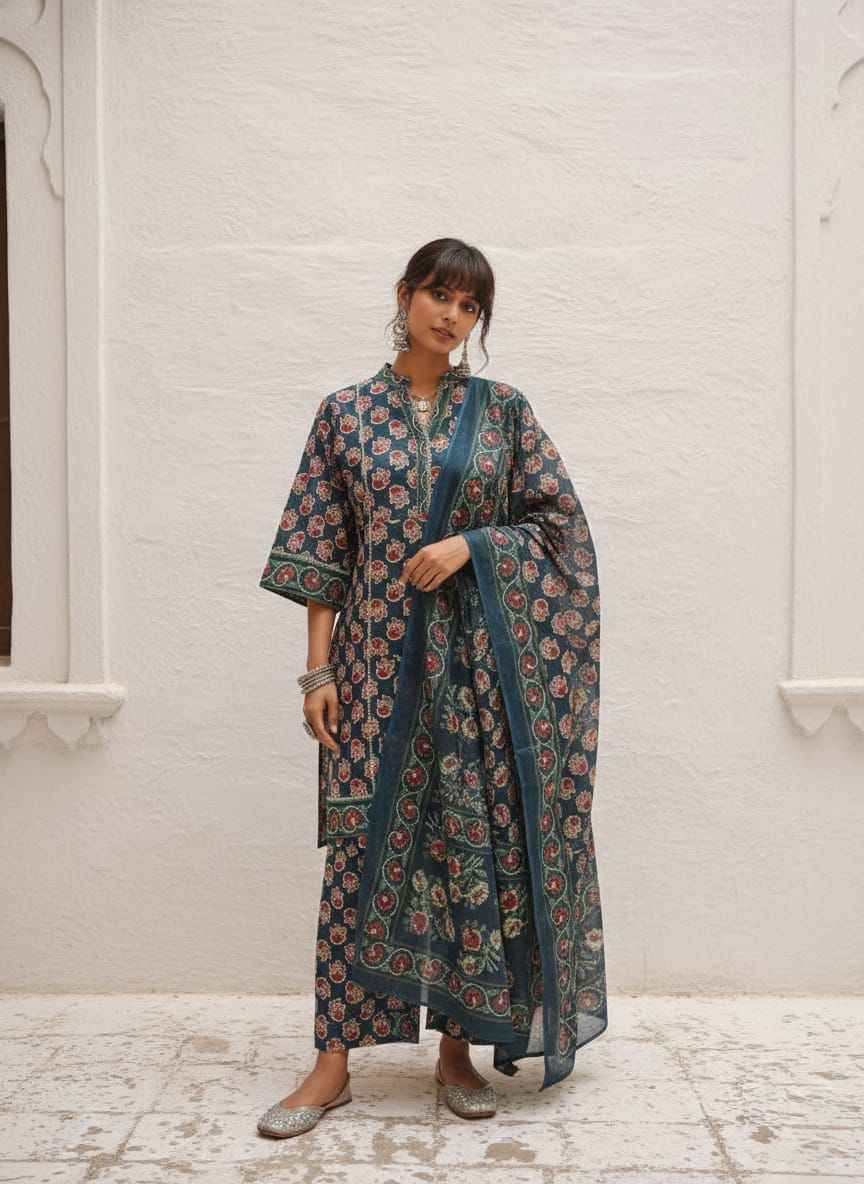 Pure Cotton Medium Length Dupatta Set  CS0222