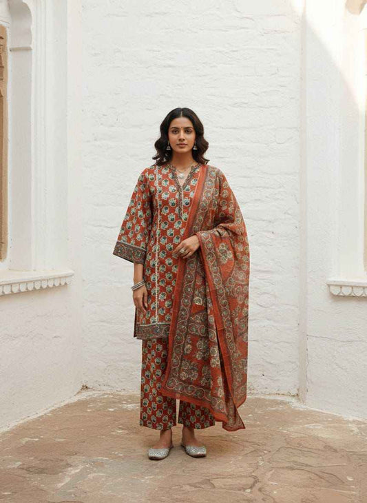 Pure Cotton Medium Length Dupatta Set  CS0222
