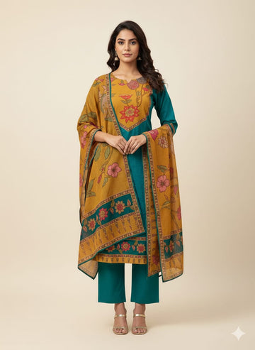 Pure Cotton Three Piece Dupatta Set