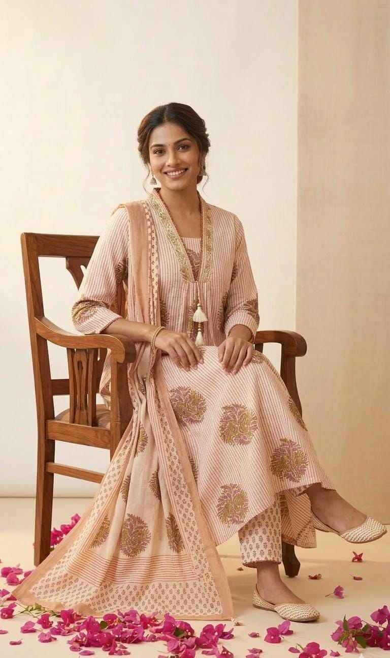 Pure Cotton A Line Anarkali Dupatta Set ANK032