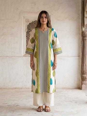 LONG CO ORD SET WITH SIDE SLITS AND PLAZO BOTTOM COS0116