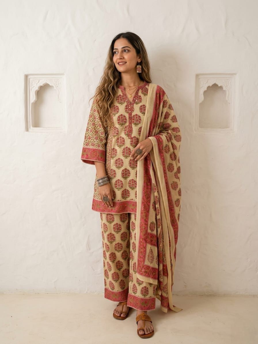 Pure Cotton Medium Length Dupatta Set CS0289