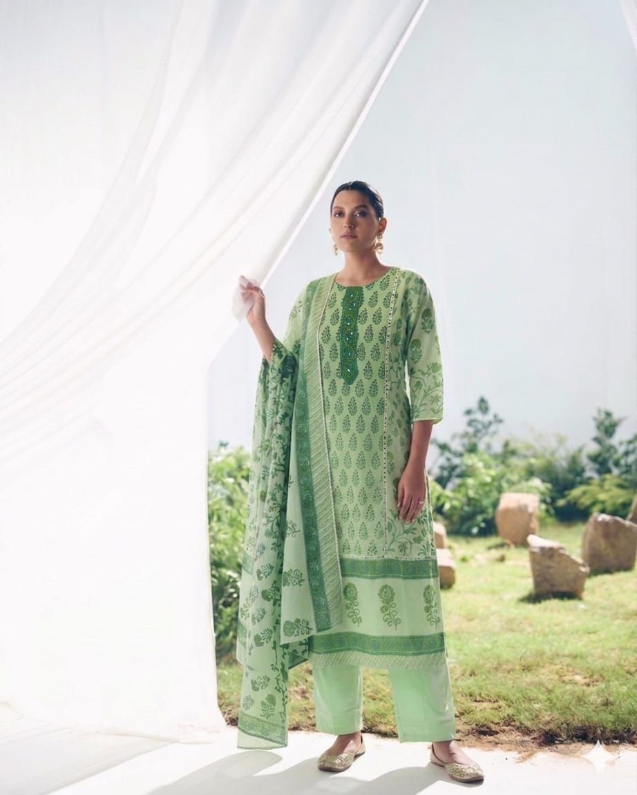 Mul Cotton Block Print Dupatta Set With Lining