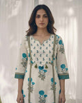 Pure Cotton A Line Floral Print Dupatta Set