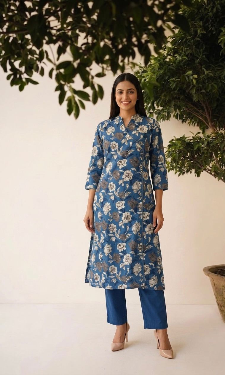 Pure Cotton Angrakha Two Piece Pant Set PSS049