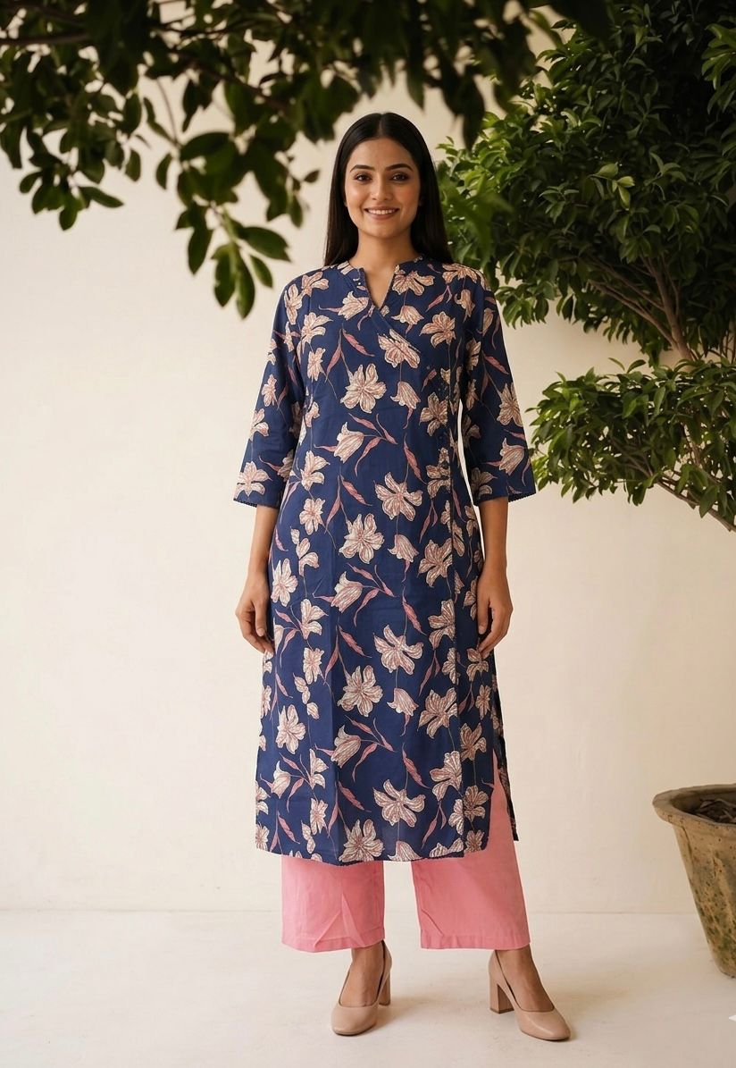Pure Cotton Angrakha Two Piece Pant Set PSS048