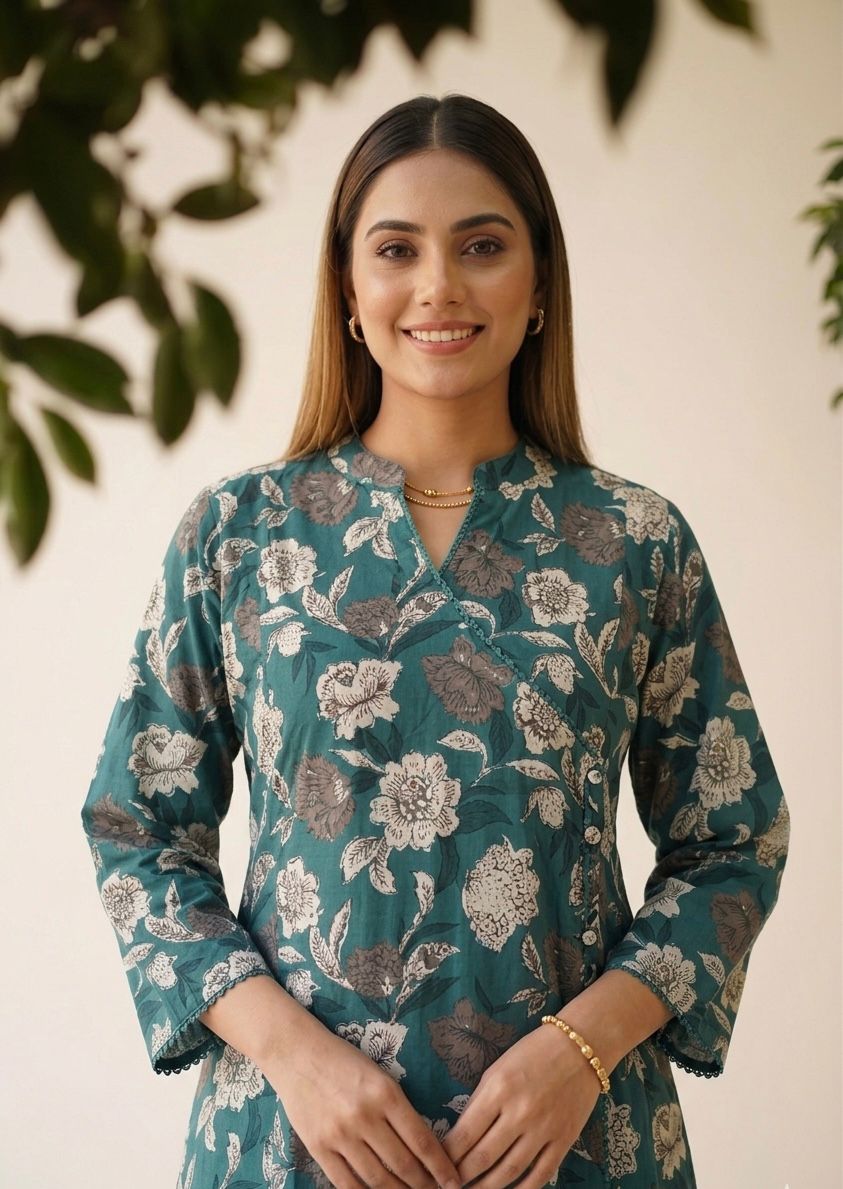 Pure Cotton Angrakha Two Piece Pant Set PSS045