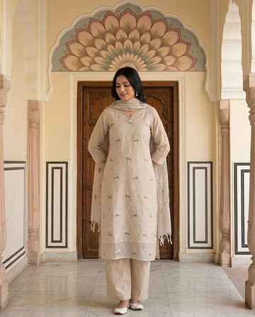 Pure kota doriya dupatta set with premium embroidery