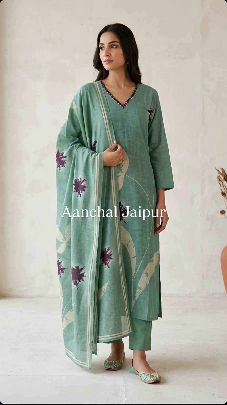 Pure Linen Dupatta Set LN0019