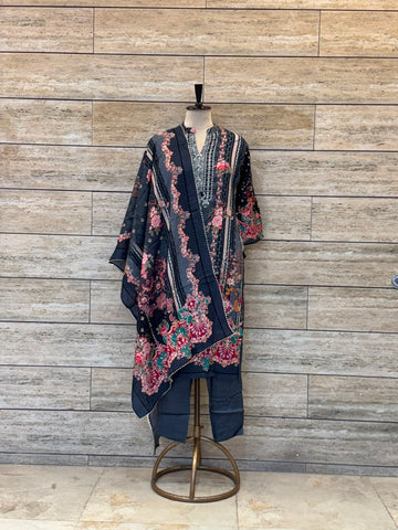 Premium muslin Silk Dupatta Set