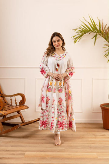 Premium Mul Cotton Fabric Elegant Anarkali Patten
