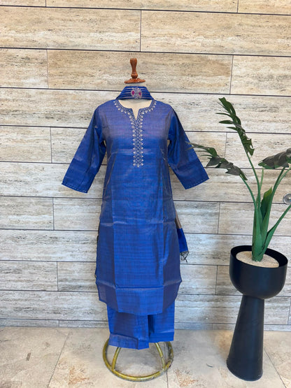 Tissue Simmer Three Piece Dupatta Set
