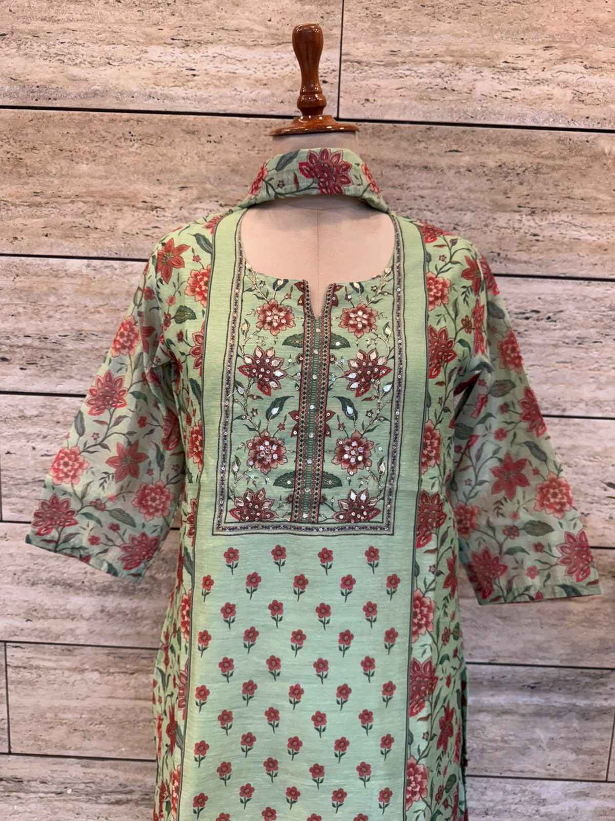 Chanderi Silk Three Piece Dupatta Set