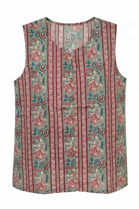 Printed Short Top In Cotton Fabric ST006