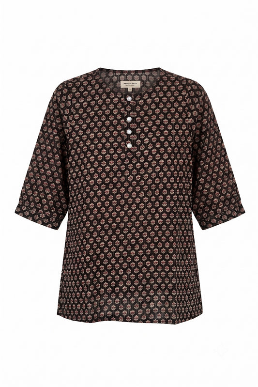 Printed Short Top In Cotton Fabric ST004