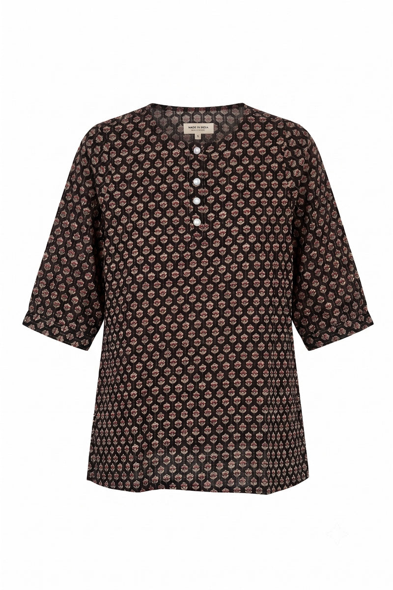 Printed Short Top In Cotton Fabric ST004