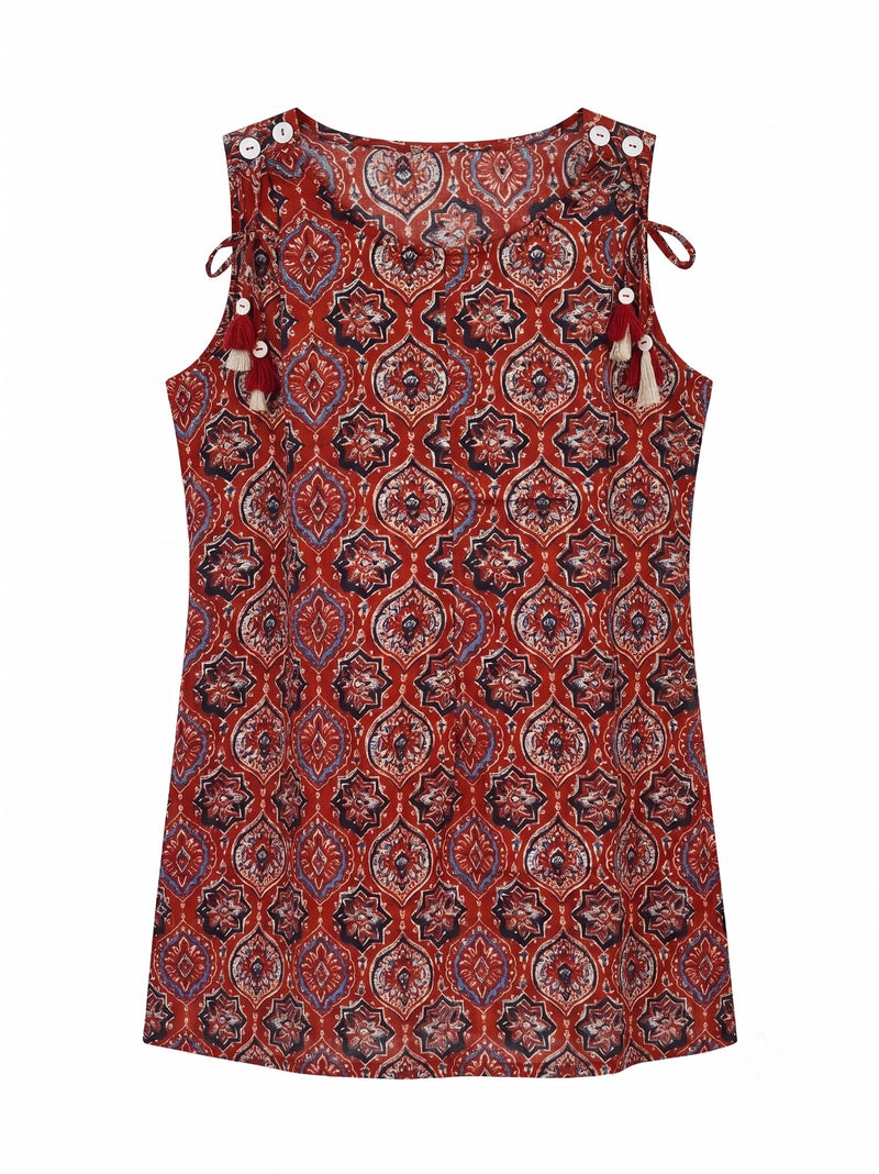 Printed Short Top In Cotton Fabric ST009