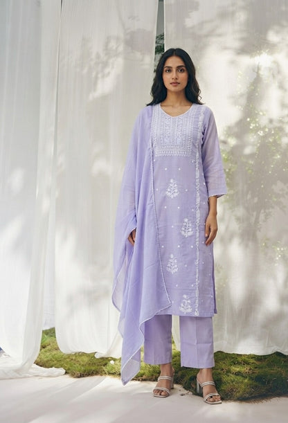 Pure Cotton Three Piece Dupatta Set