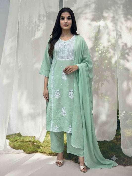 Pure Cotton Three Piece Dupatta Set CS0332