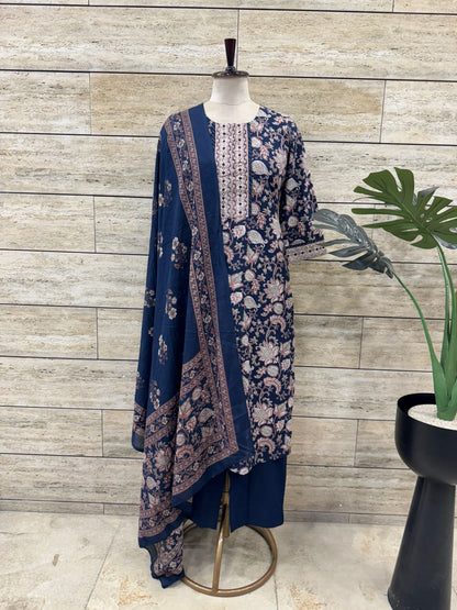 Pure Cotton Three Piece Dupatta Set