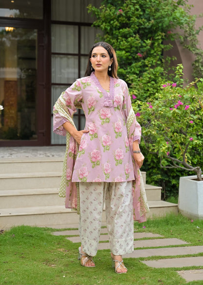 Pure Cotton Dupatta Set With Farsi Salwar COS341