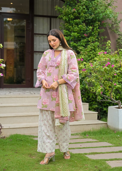 Pure Cotton Dupatta Set With Farsi Salwar COS341