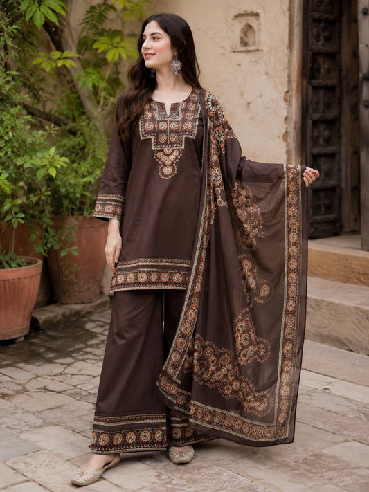 Short Length Dupatta Set With Plazoo CS0342