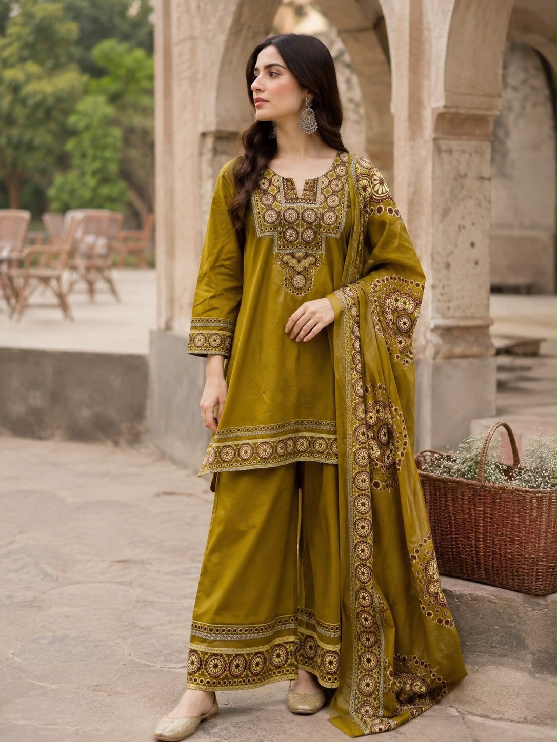 Short Length Dupatta Set With Plazoo COS342