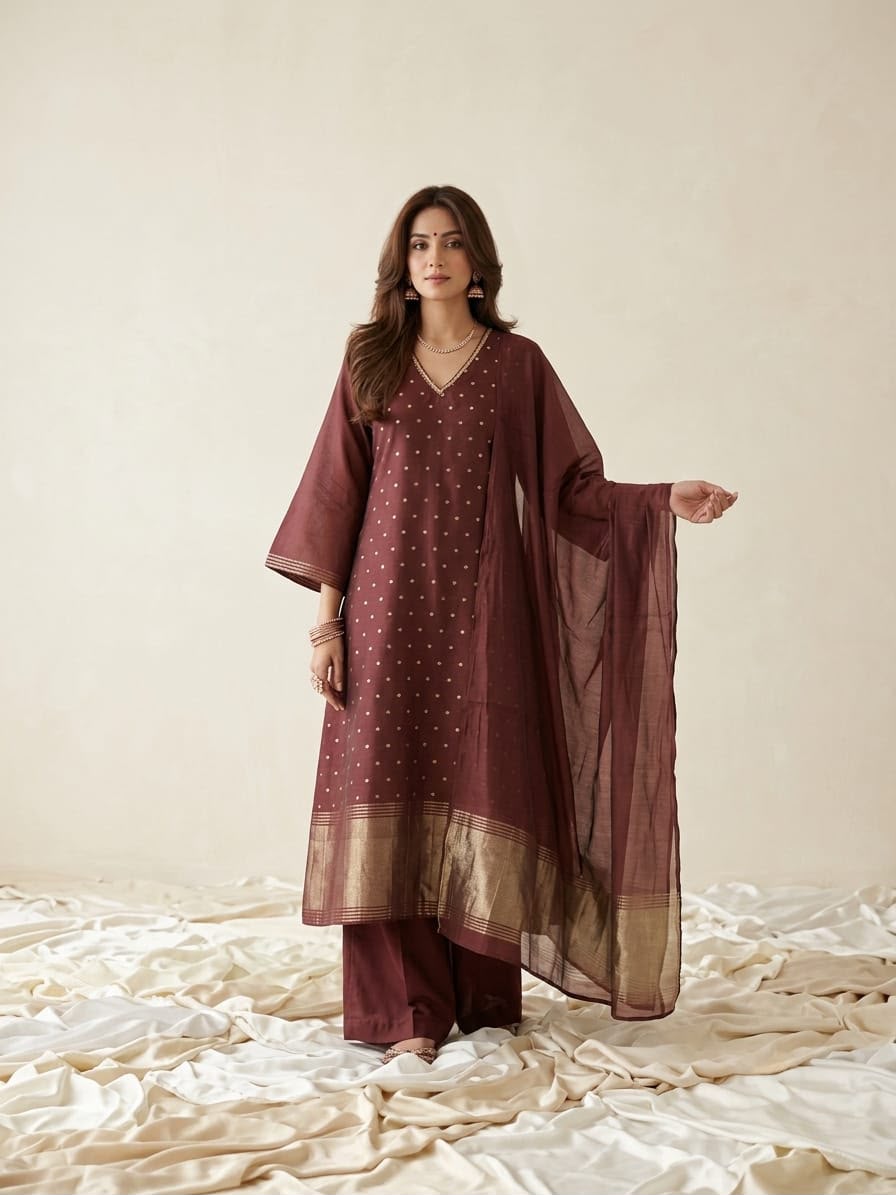 Chanderi Silk Lakdi Dupatta Jaquard With Linning
