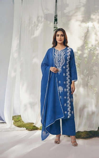 Pure  Mul Cotton  Dupatta Set With Lining